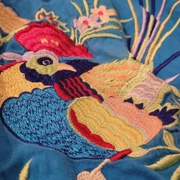 Vintage Womens Bechamel Patio (MuMu) Dress Size M Blue Embroidered Floral Garden - Picture 4 of 6